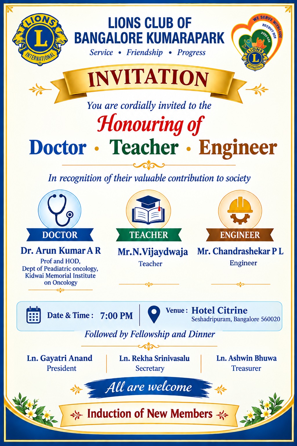 HONORING DOCTORS, ENGINEERS AND TEACHERS